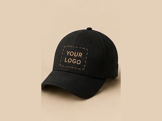 Branded cap with a centred logo placeholder