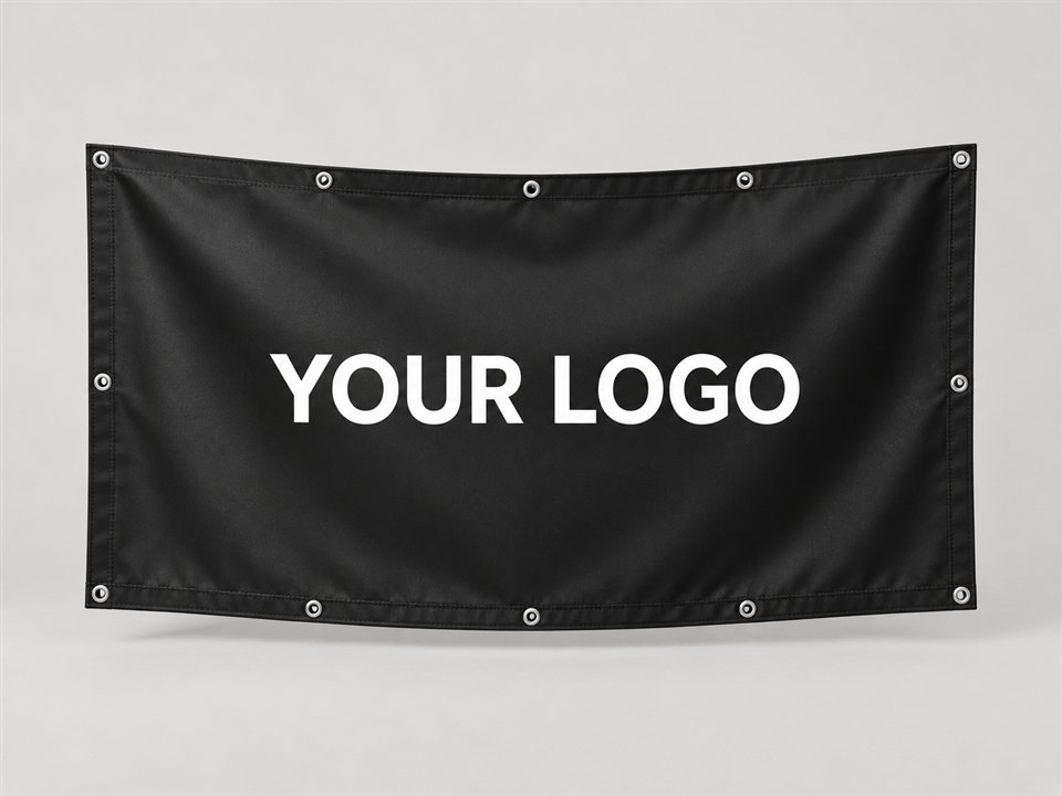Branded PVC banner with a full logo placeholder