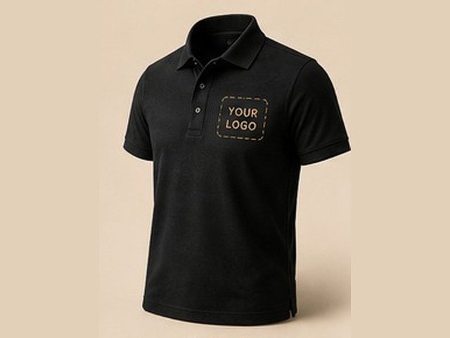 Branded polo shirt with a left-chest logo placeholder