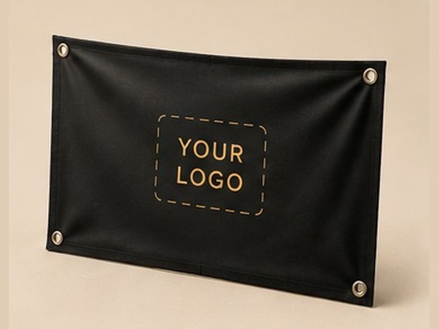Branded PVC banner with a full logo placeholder