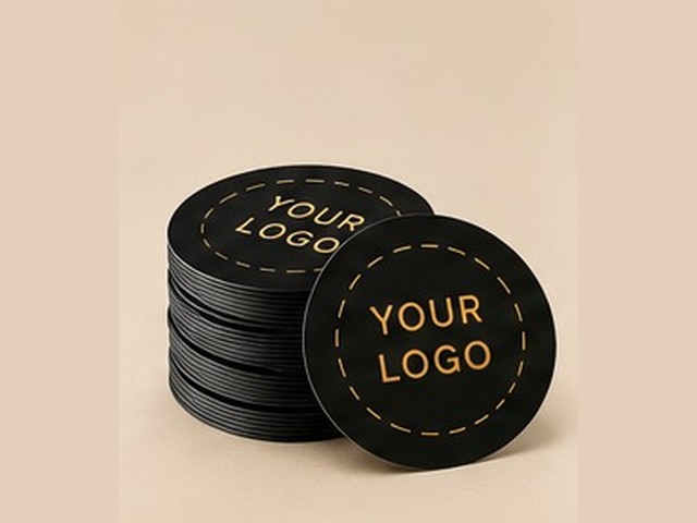 Branded stickers with a full logo placeholder