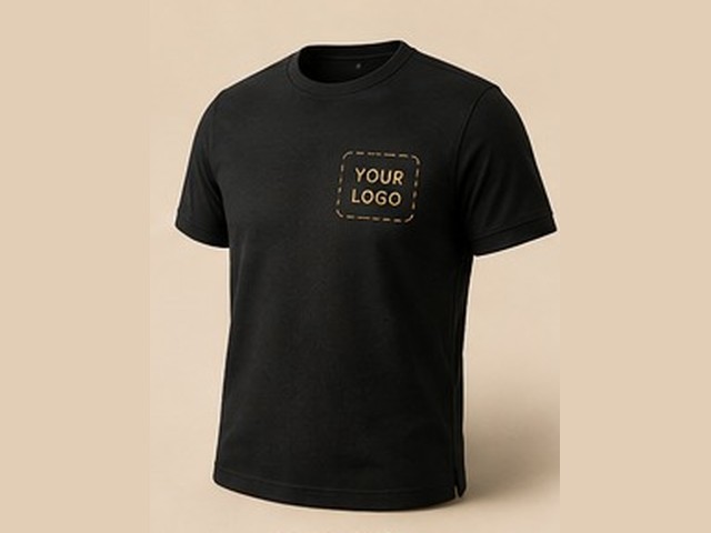 Branded T-shirt with a left-chest logo placeholder