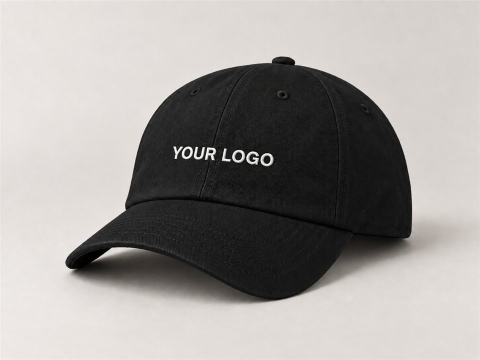 Branded cap with a centred logo placeholder