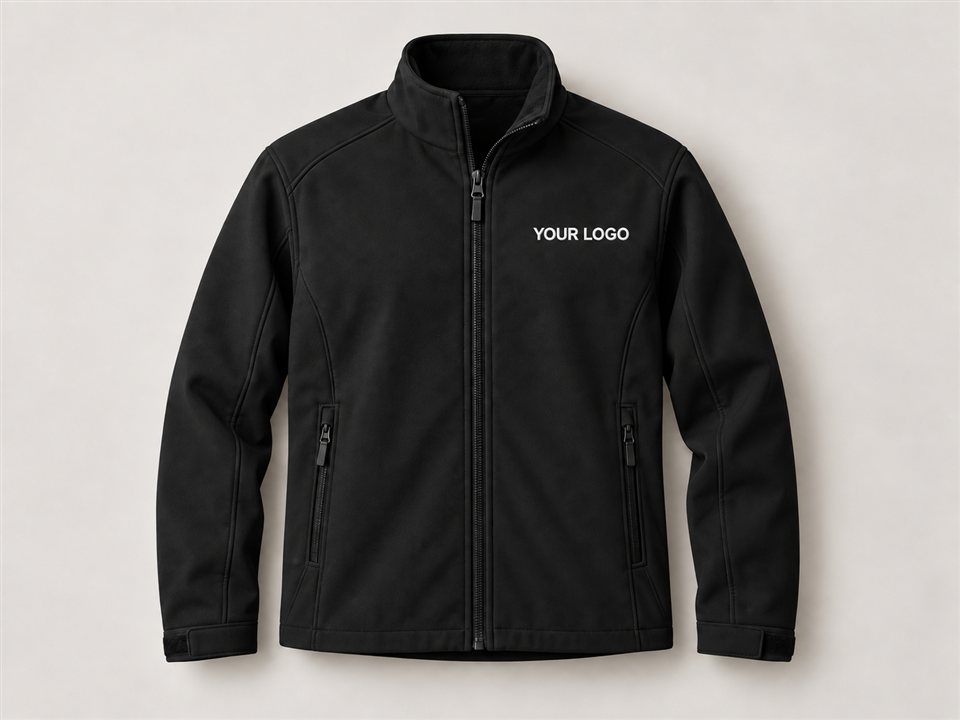 Branded jacket with a left-chest logo placeholder