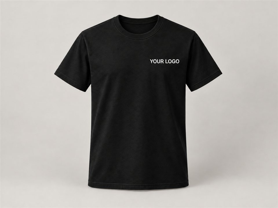 Branded T-shirt with a left-chest logo placeholder